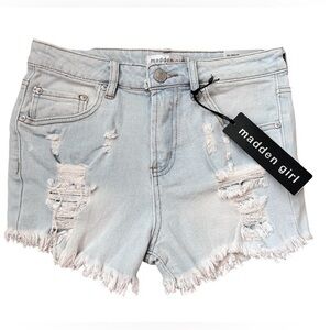 5 NWT Steve Madden Girl super high rise short denim cut off frayed shorts jeans